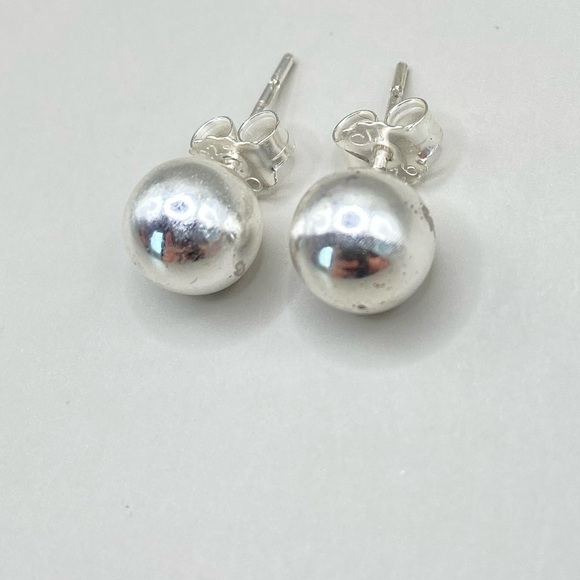 8mm Silver Ball Post Earrings - Picture 2 of 7